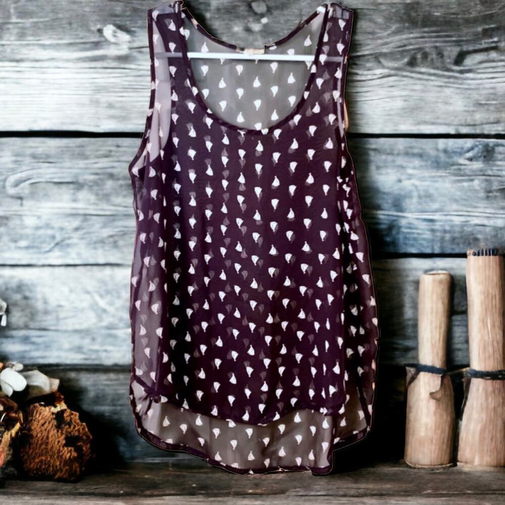 One Clothing LIGHTWEIGHT Women's Sheer Chiffon Sailboats Sleeveless Top Size XS